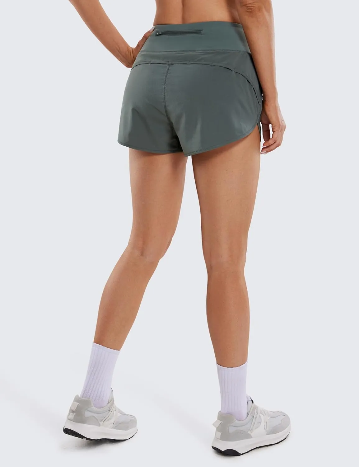 CRZ YOGA High Waisted Running Shorts for Women - 2.5'' Liner for Gym Athletic Workout with Zip Pocket Breathable