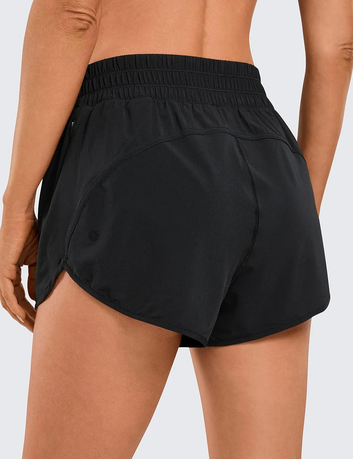 CRZ YOGA High Waisted Running Shorts for Women, 2.5'' Quick Dry Liner Track Gym Athletic Workout Shorts with Zipper Pocket