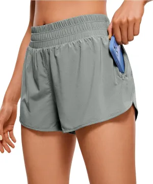 CRZ YOGA High Waisted Running Shorts for Women, 2.5'' Quick Dry Liner Track Gym Athletic Workout Shorts with Zipper Pocket