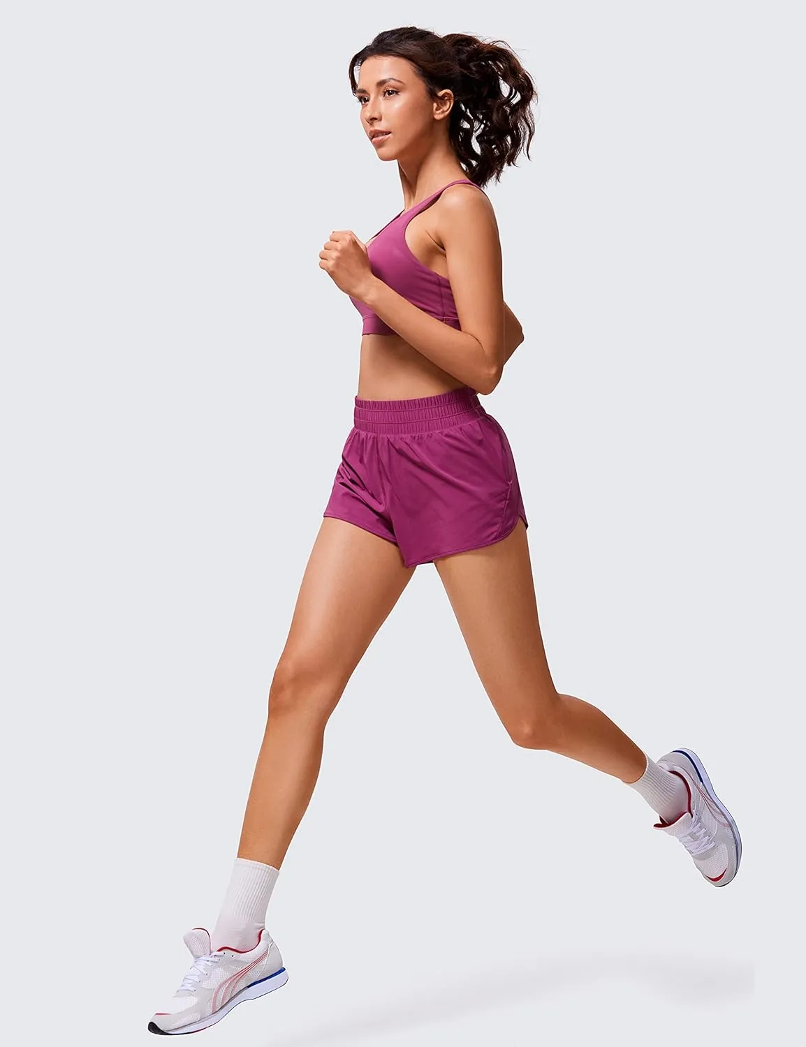 CRZ YOGA High Waisted Running Shorts for Women, 2.5'' Quick Dry Liner Track Gym Athletic Workout Shorts with Zipper Pocket