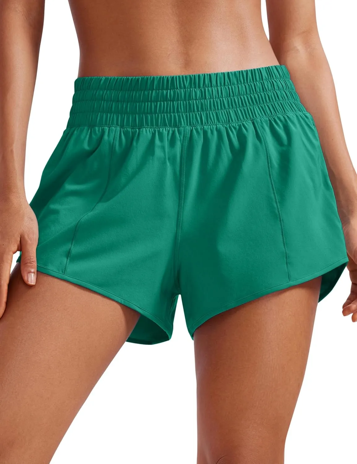 CRZ YOGA High Waisted Running Shorts for Women 2.5" - Mesh Liner Quick Dry for Sport Athletic Workout with Zipper Pocket
