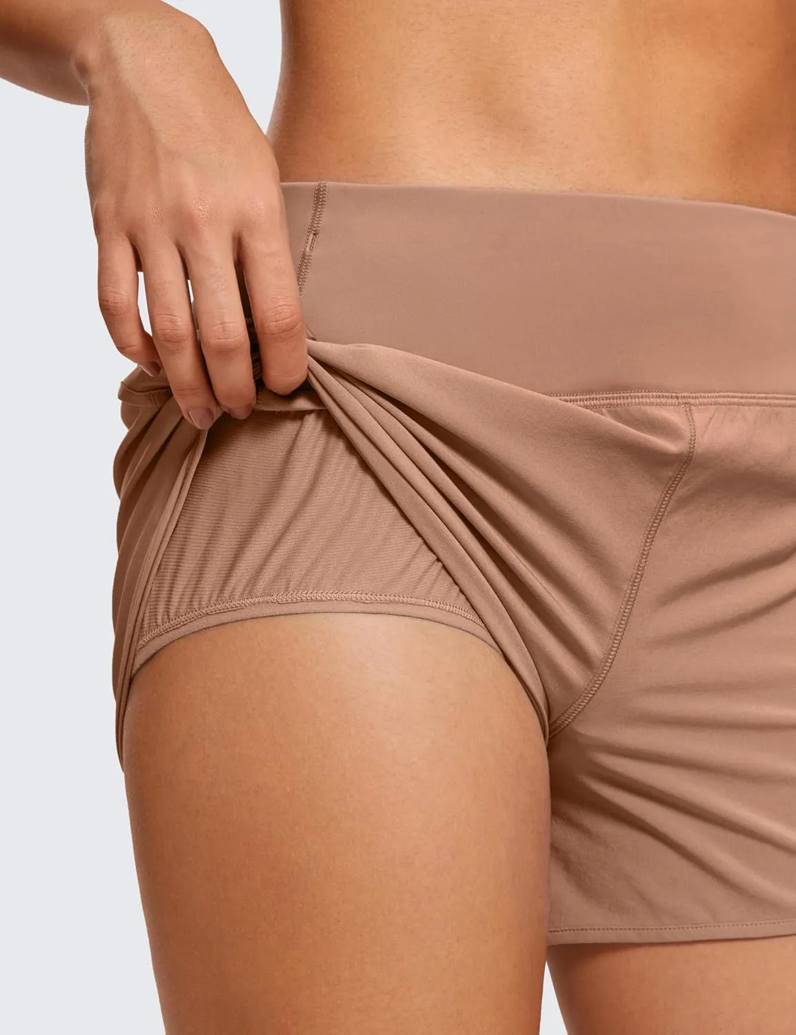 CRZ YOGA High Waisted Running Shorts for Women - 4'' Liner for Gym Athletic Workout with Zipper Pocket Breathable
