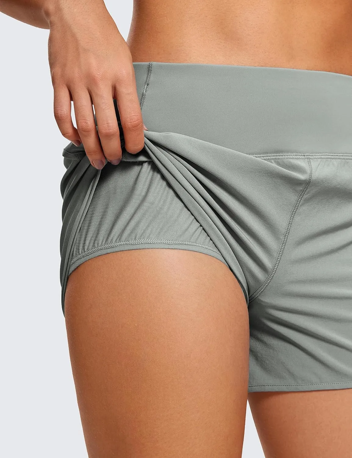 CRZ YOGA High Waisted Running Shorts for Women - 4'' Liner for Gym Athletic Workout with Zipper Pocket Breathable