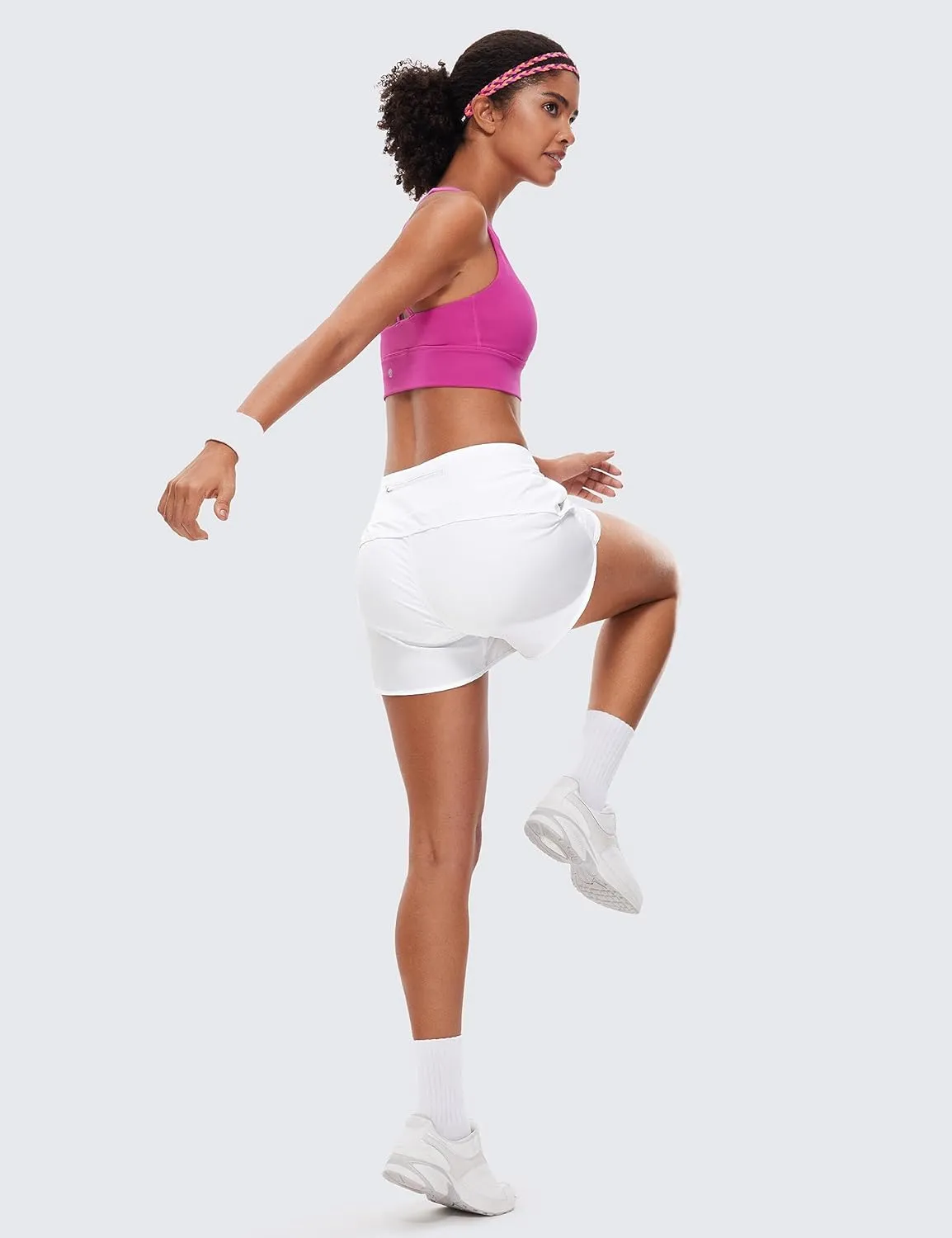 CRZ YOGA High Waisted Running Shorts for Women - 4'' Liner for Gym Athletic Workout with Zipper Pocket Breathable