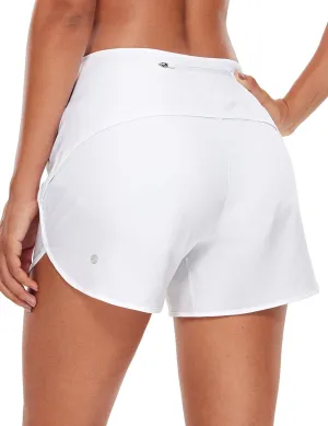 CRZ YOGA High Waisted Running Shorts for Women - 4'' Liner for Gym Athletic Workout with Zipper Pocket Breathable