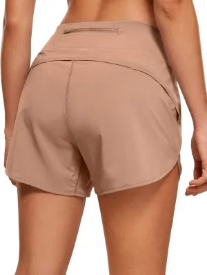 CRZ YOGA High Waisted Running Shorts for Women - 4'' Liner for Gym Athletic Workout with Zipper Pocket Breathable