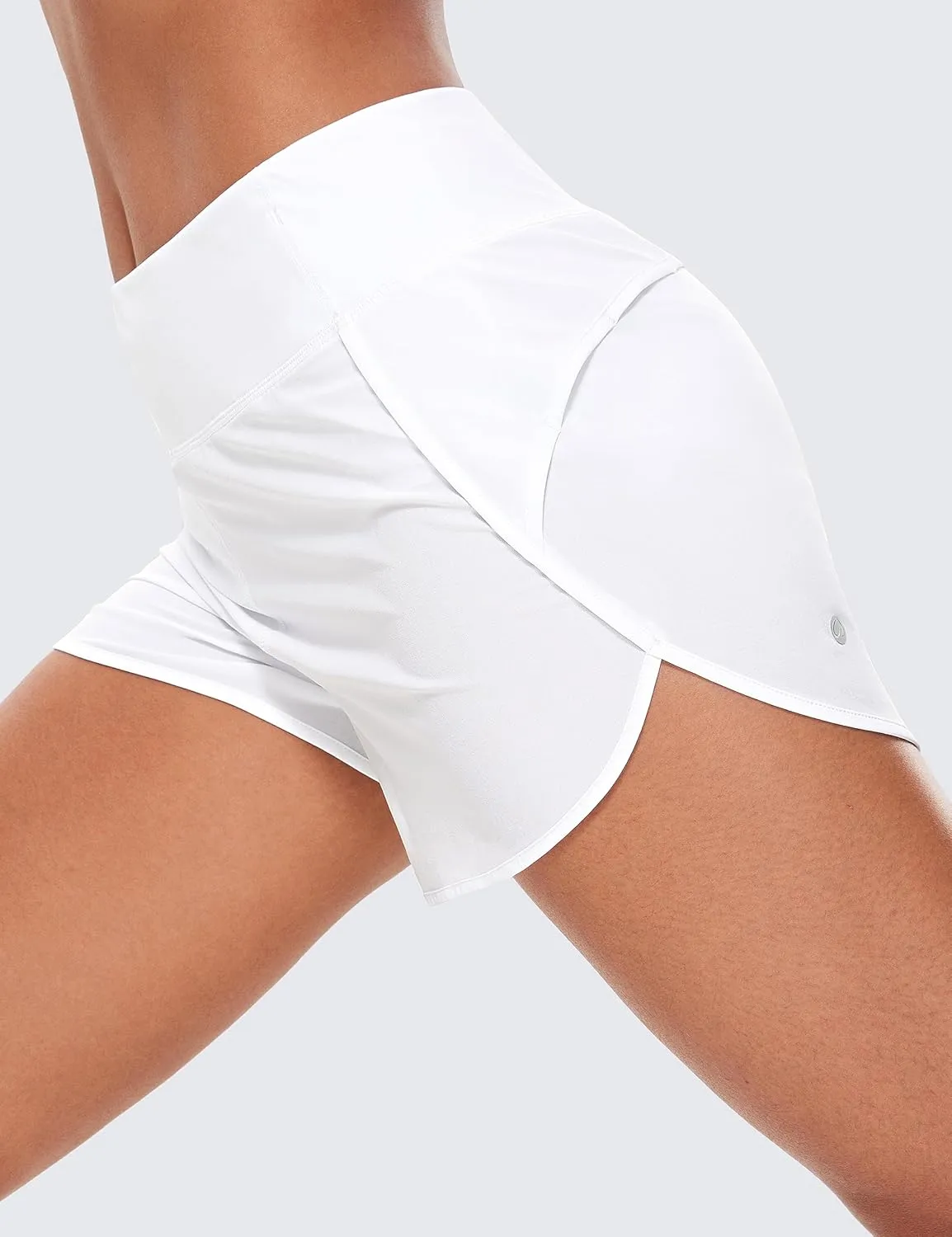 CRZ YOGA High Waisted Running Shorts for Women - 4'' Liner for Gym Athletic Workout with Zipper Pocket Breathable