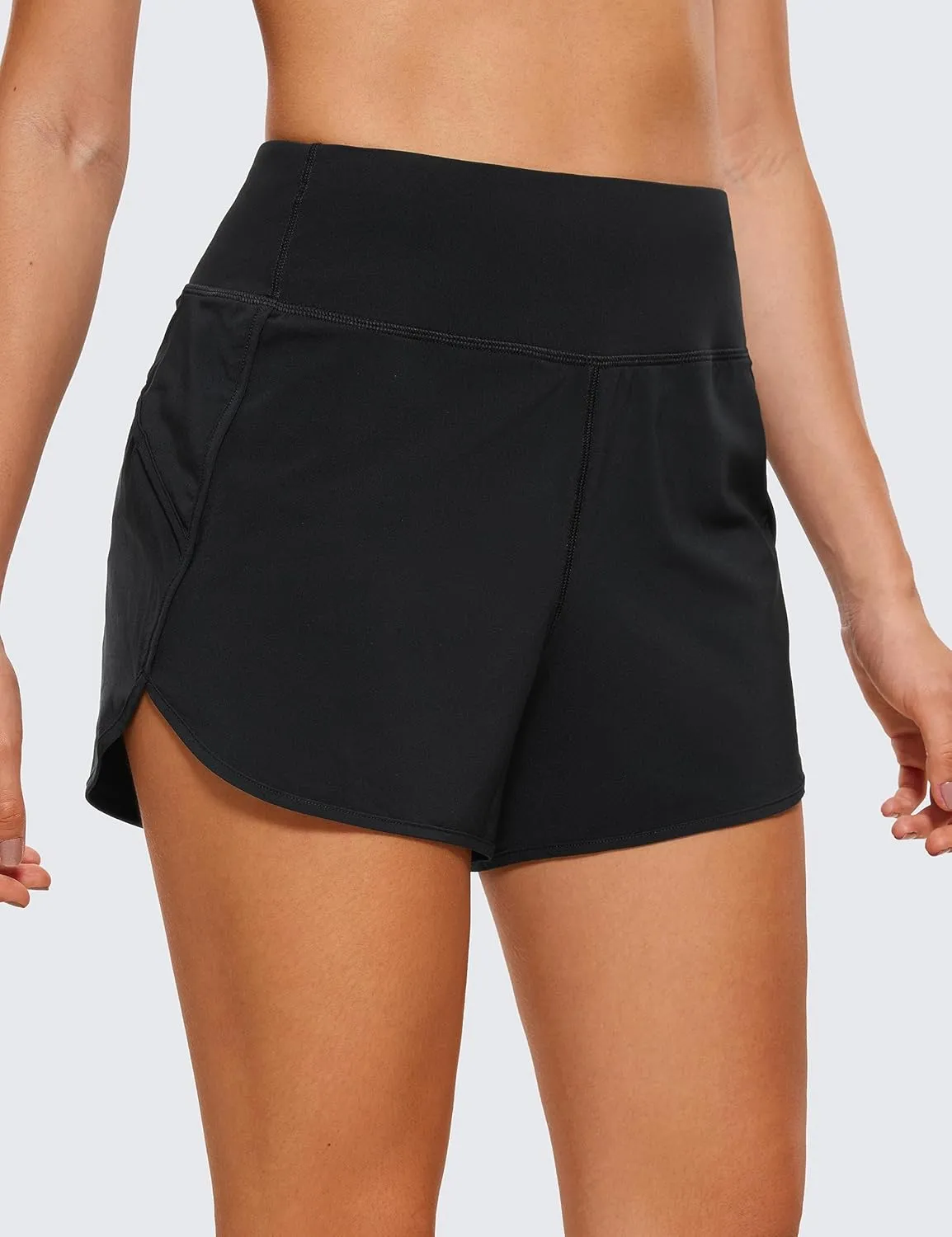 CRZ YOGA High Waisted Running Shorts for Women - 4'' Liner for Gym Athletic Workout with Zipper Pocket Breathable