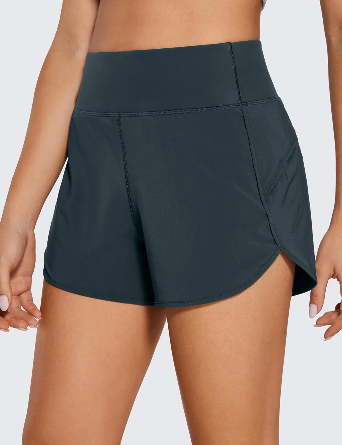 CRZ YOGA High Waisted Running Shorts for Women - 4'' Liner for Gym Athletic Workout with Zipper Pocket Breathable