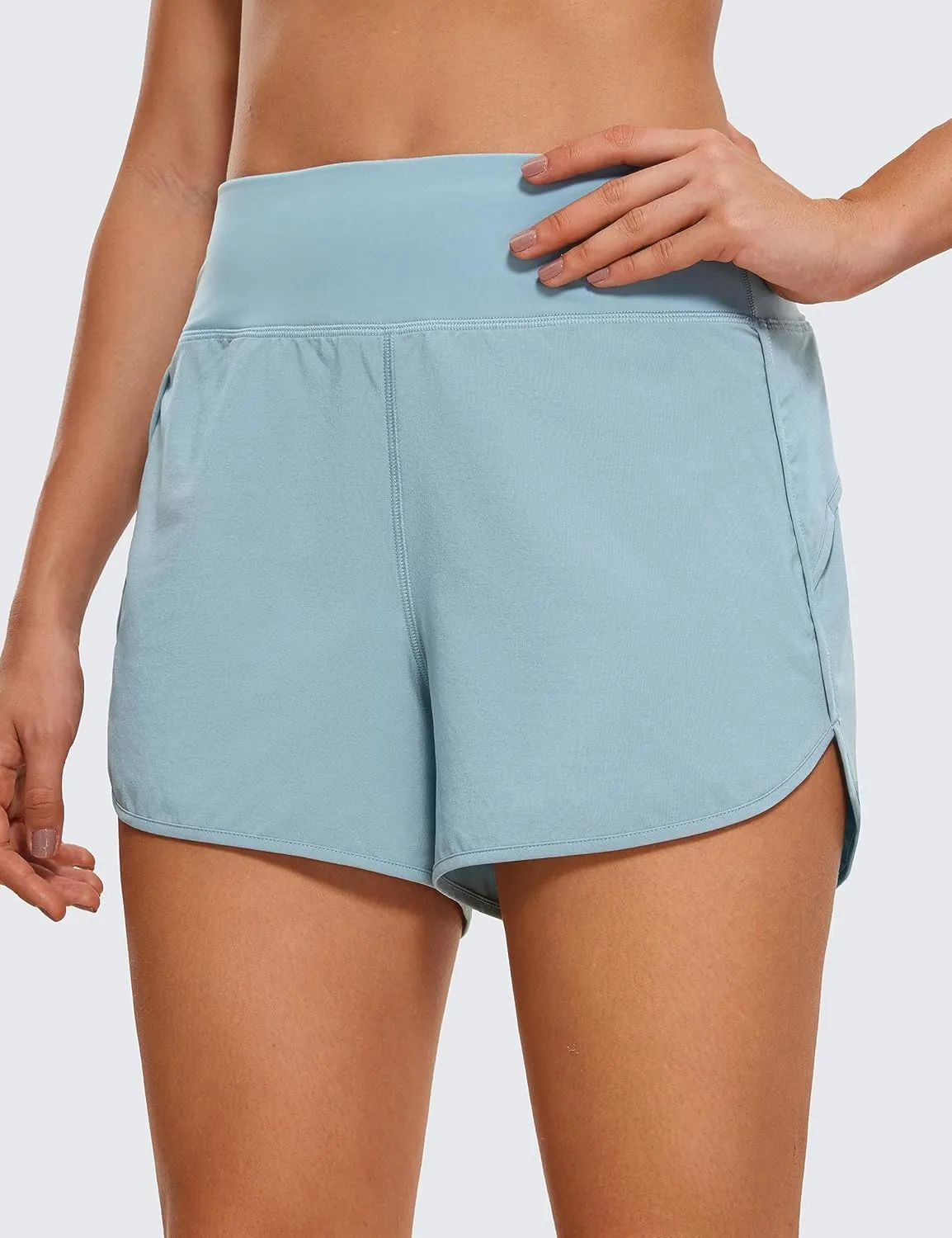 CRZ YOGA High Waisted Running Shorts for Women - 4'' Liner for Gym Athletic Workout with Zipper Pocket Breathable