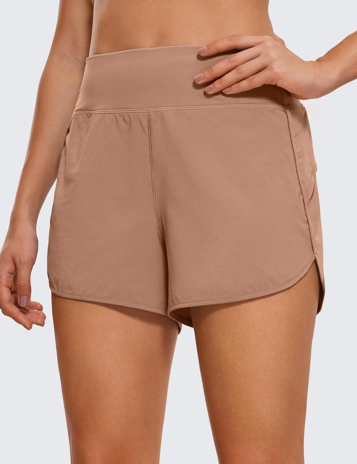 CRZ YOGA High Waisted Running Shorts for Women - 4'' Liner for Gym Athletic Workout with Zipper Pocket Breathable