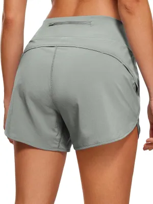 CRZ YOGA High Waisted Running Shorts for Women - 4'' Liner for Gym Athletic Workout with Zipper Pocket Breathable