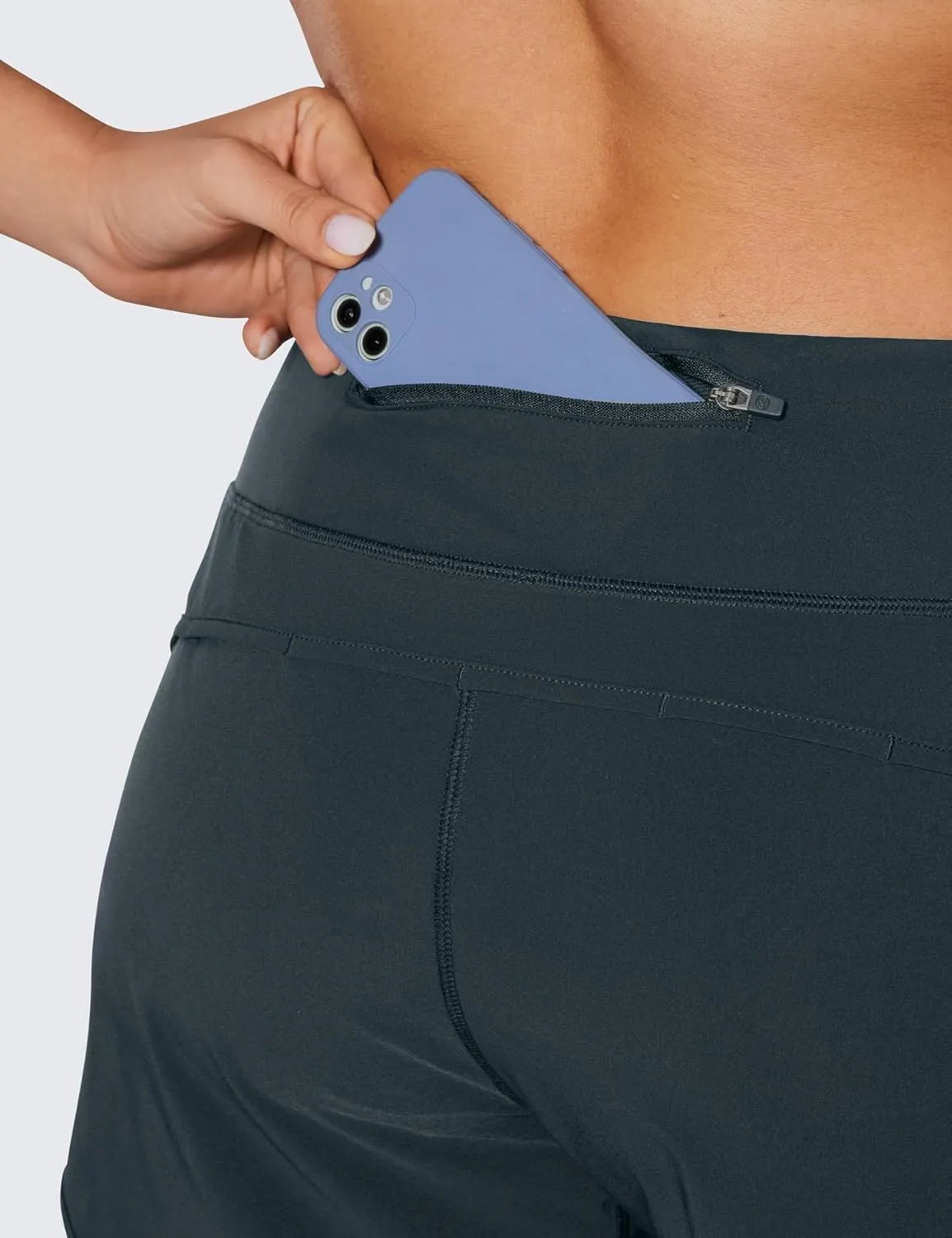 CRZ YOGA High Waisted Running Shorts for Women - 4'' Liner for Gym Athletic Workout with Zipper Pocket Breathable