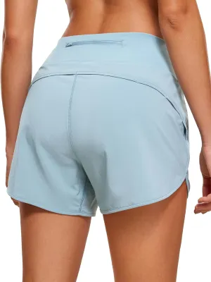 CRZ YOGA High Waisted Running Shorts for Women - 4'' Liner for Gym Athletic Workout with Zipper Pocket Breathable