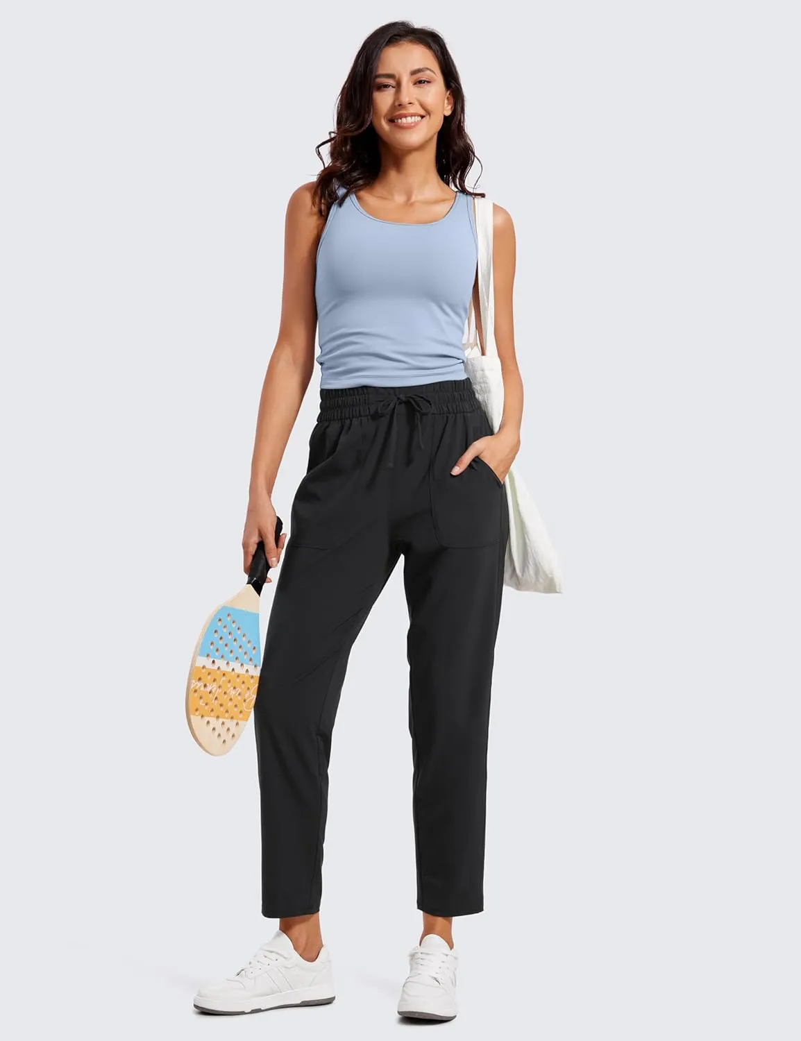CRZ YOGA Lightweight Ankle Pants for Women 7/8 Casual Lounge Travel Work Trousers with Pockets