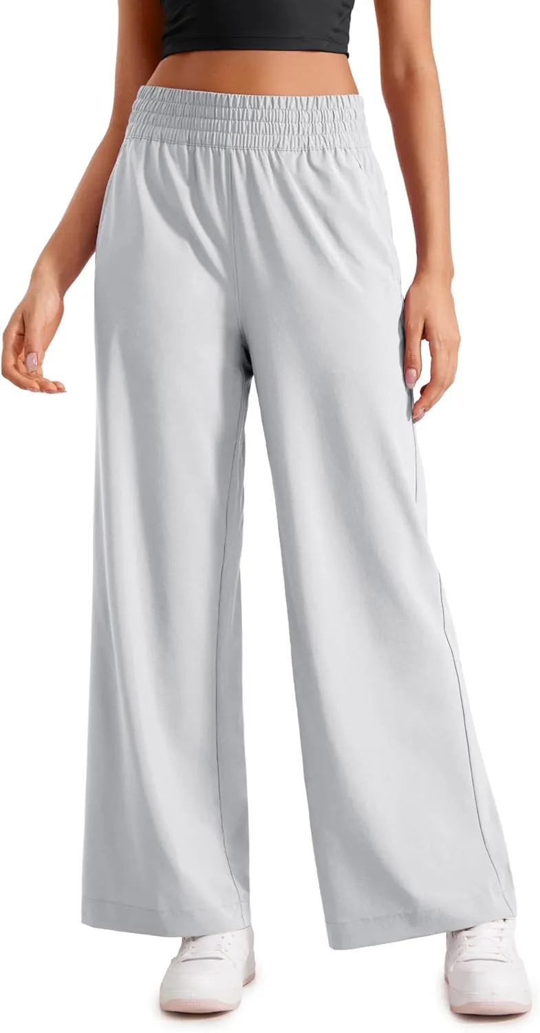 CRZ YOGA Lightweight Wide Leg Pants for Women 30" High Waisted Casual Lounge Travel Work Sweatpants Loose Fit Summer