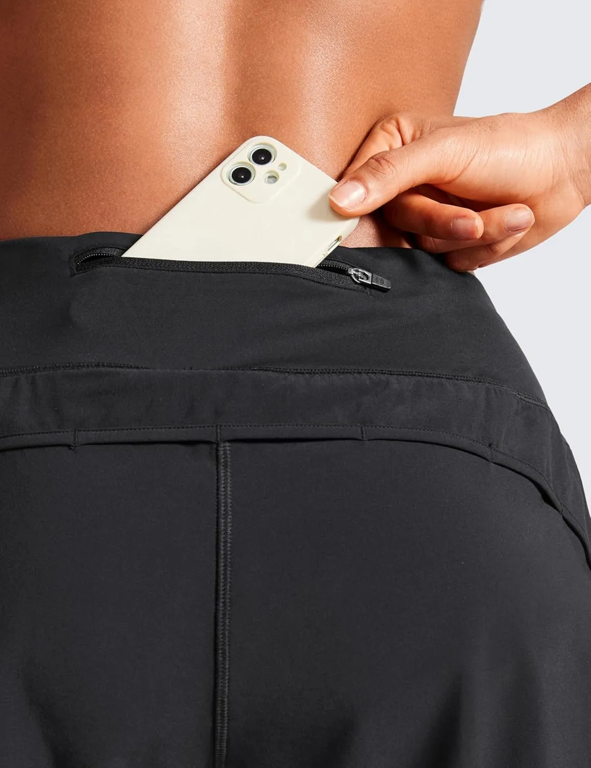 CRZ YOGA Mid Waisted Running Shorts for Women 4" Soft for Gym Athletic Workout with Zipper Pocket Liner Quick Dry