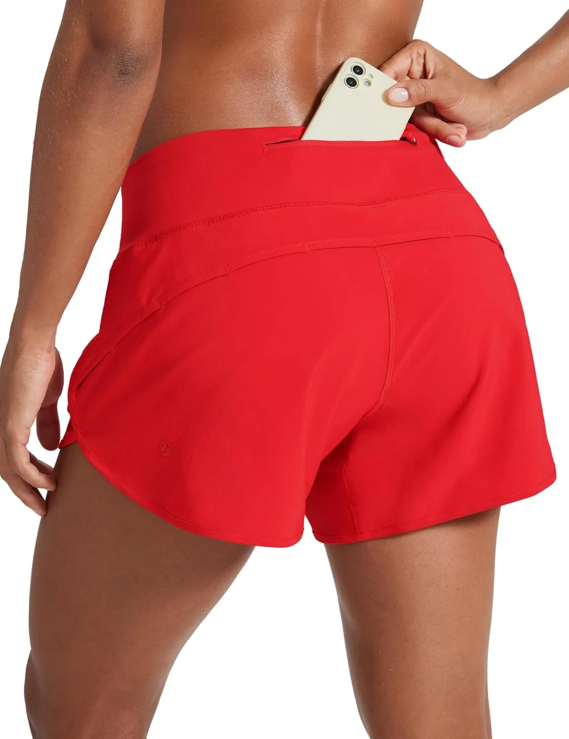 CRZ YOGA Mid Waisted Running Shorts for Women 4" Soft for Gym Athletic Workout with Zipper Pocket Liner Quick Dry