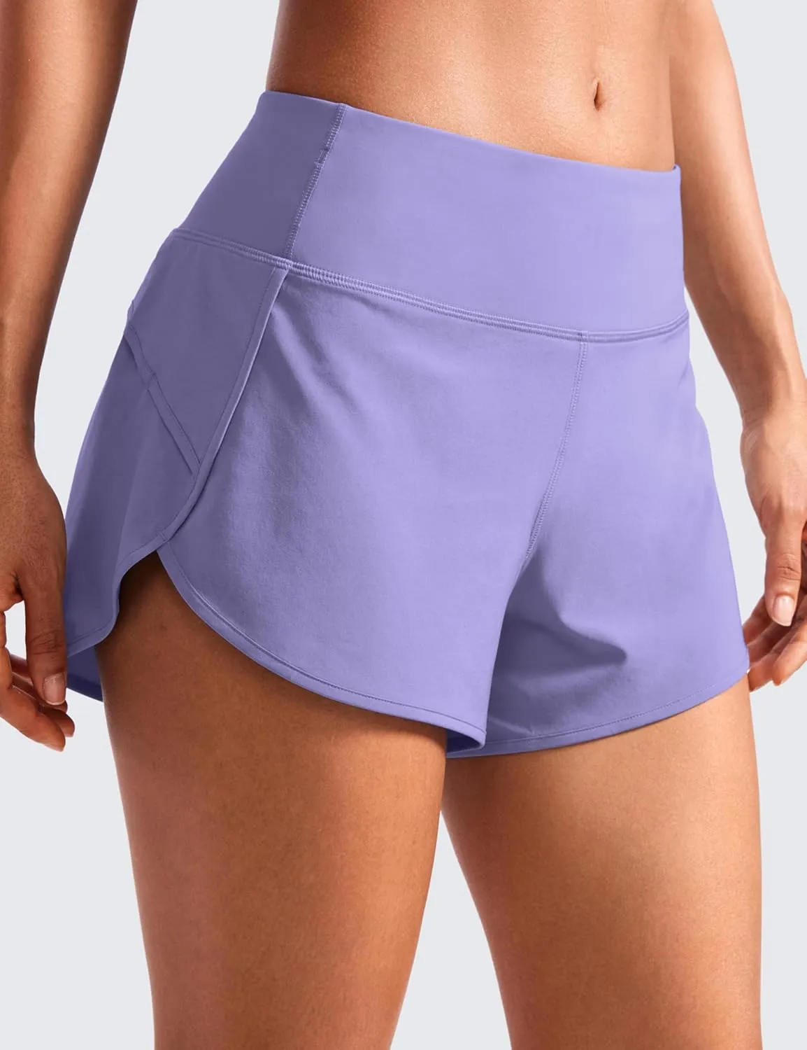 CRZ YOGA Mid Waisted Running Shorts for Women 4" Soft for Gym Athletic Workout with Zipper Pocket Liner Quick Dry