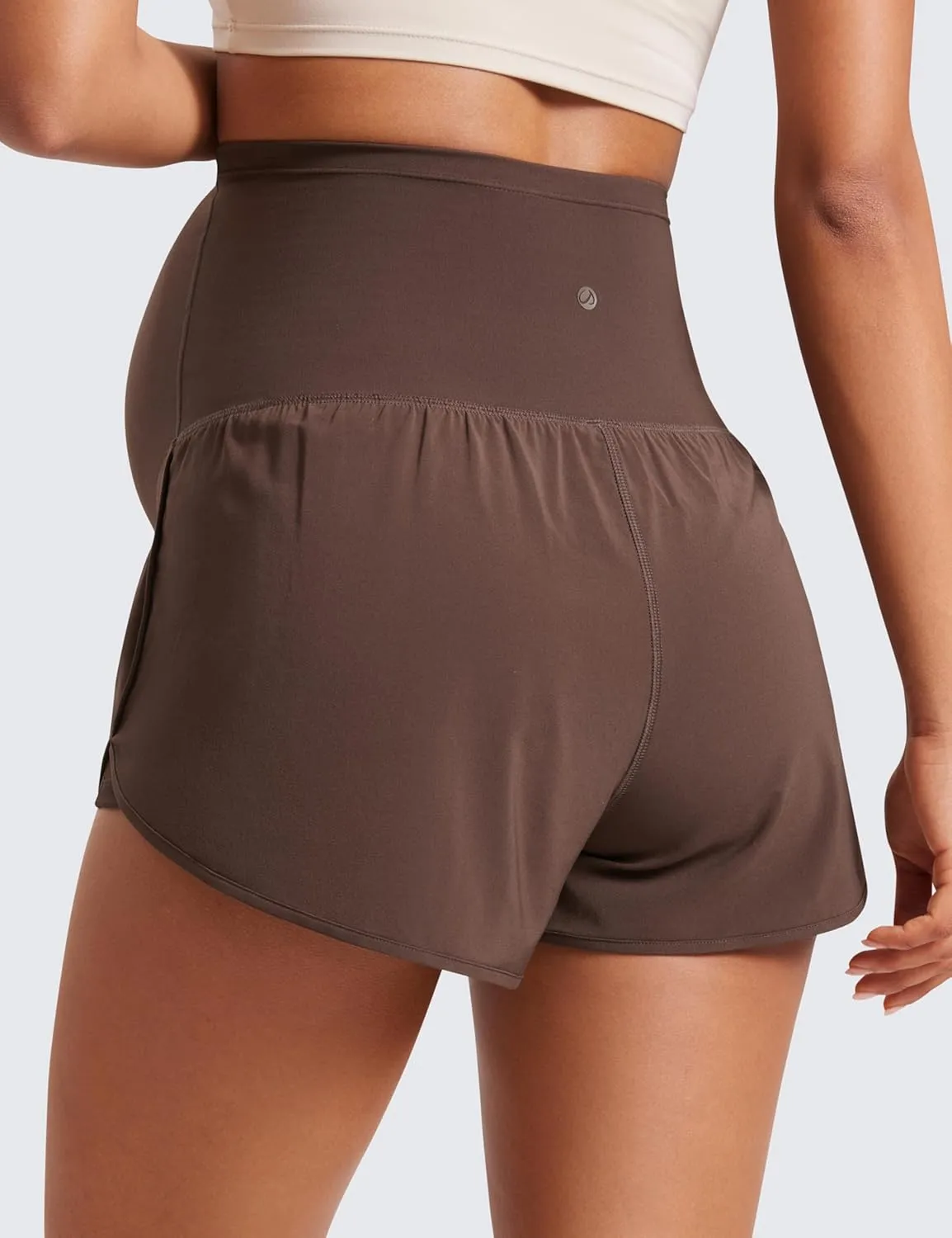 CRZ YOGA Women 2 in 1 Maternity Workout Shorts Over Belly 3" - Dolphin Soft Athletic Running Casual Pregnancy with Pockets