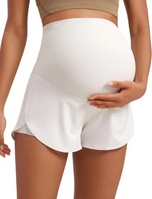 CRZ YOGA Women 2 in 1 Maternity Workout Shorts Over Belly 3" - Dolphin Soft Athletic Running Casual Pregnancy with Pockets