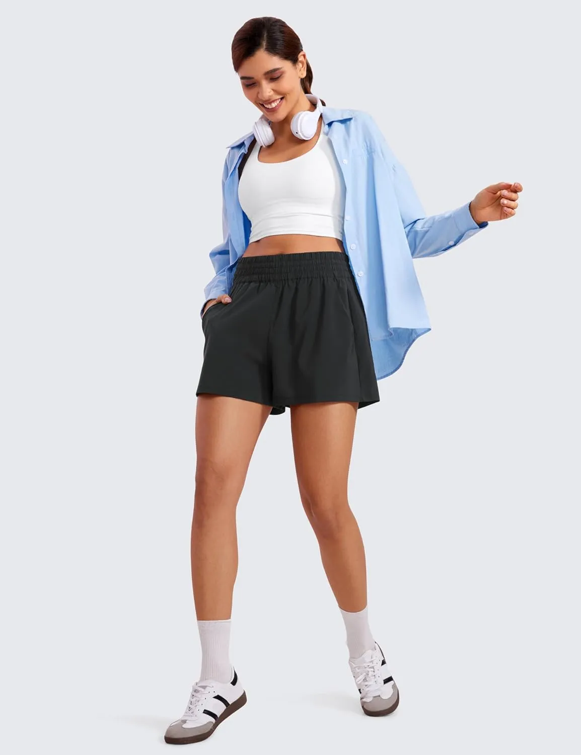 CRZ YOGA Womens Shorts Casual High Waisted Linerless for Lounge Athletic Golf with Pockets Weightless