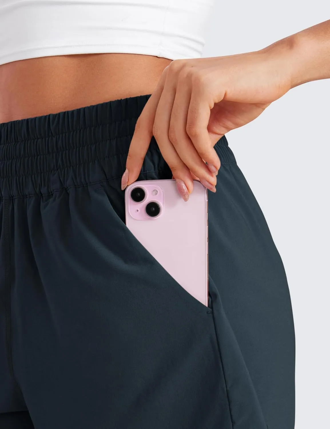 CRZ YOGA Womens Shorts Casual High Waisted Linerless for Lounge Athletic Golf with Pockets Weightless