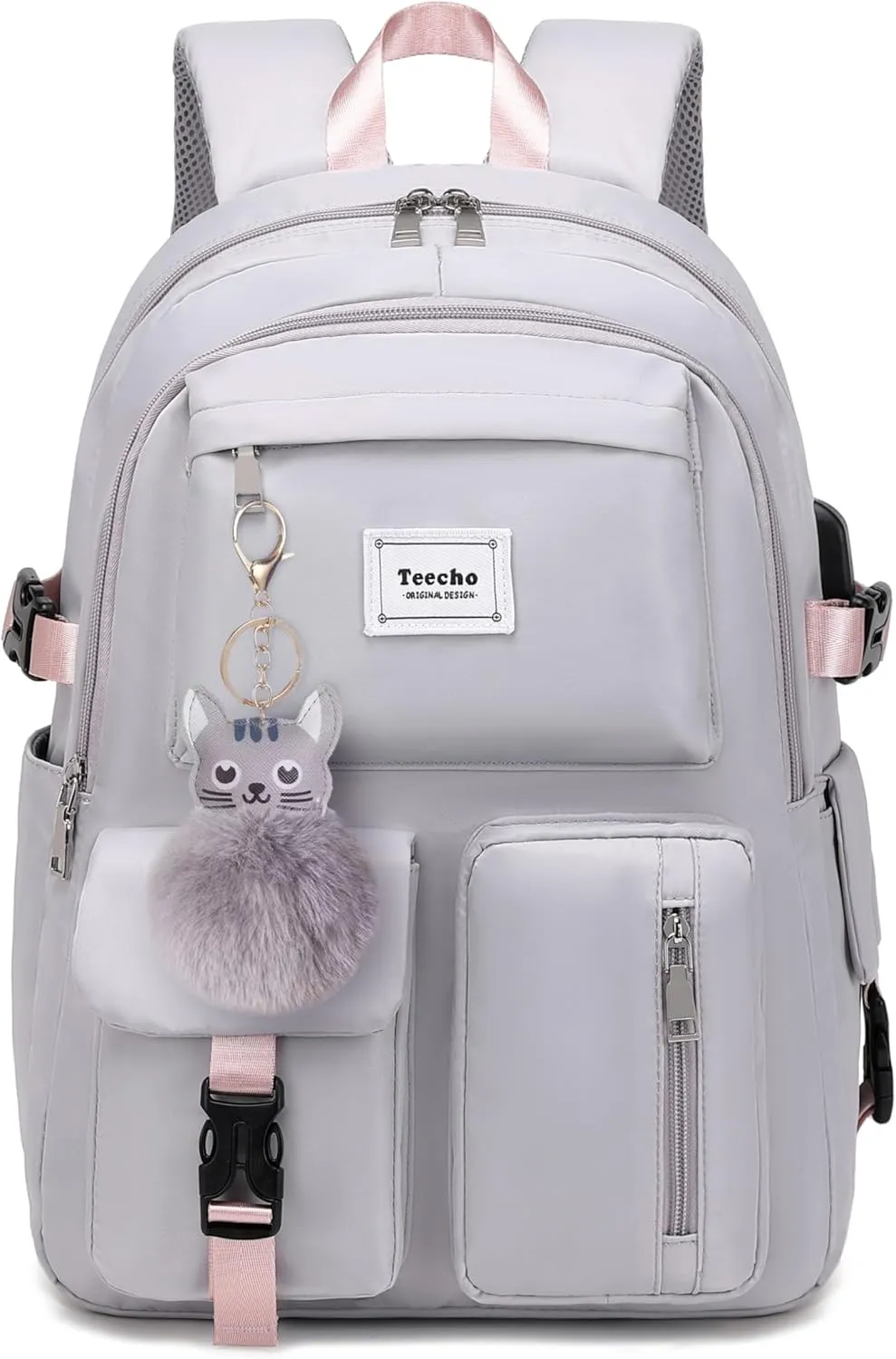 Cute Backpack for Girl Fashion Waterproof Daypack for Women Grey