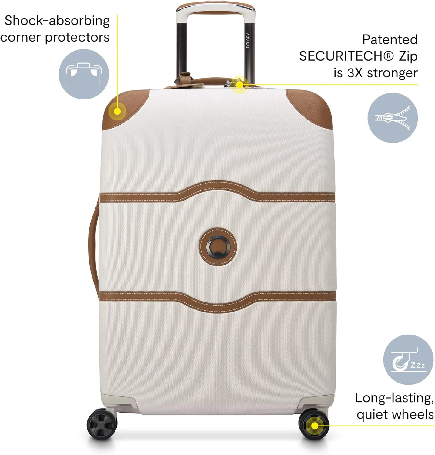 DELSEY PARIS Chatelet Air 2.0 Hardside Luggage with Spinner Wheels, Angora, Checked-Medium 24 Inch