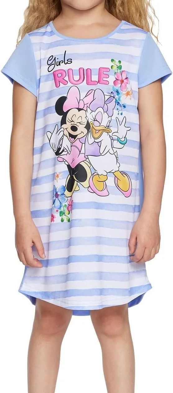 Disney Girls' 3-Pack Nightgowns, Soft & Cute Pajamas for Kids