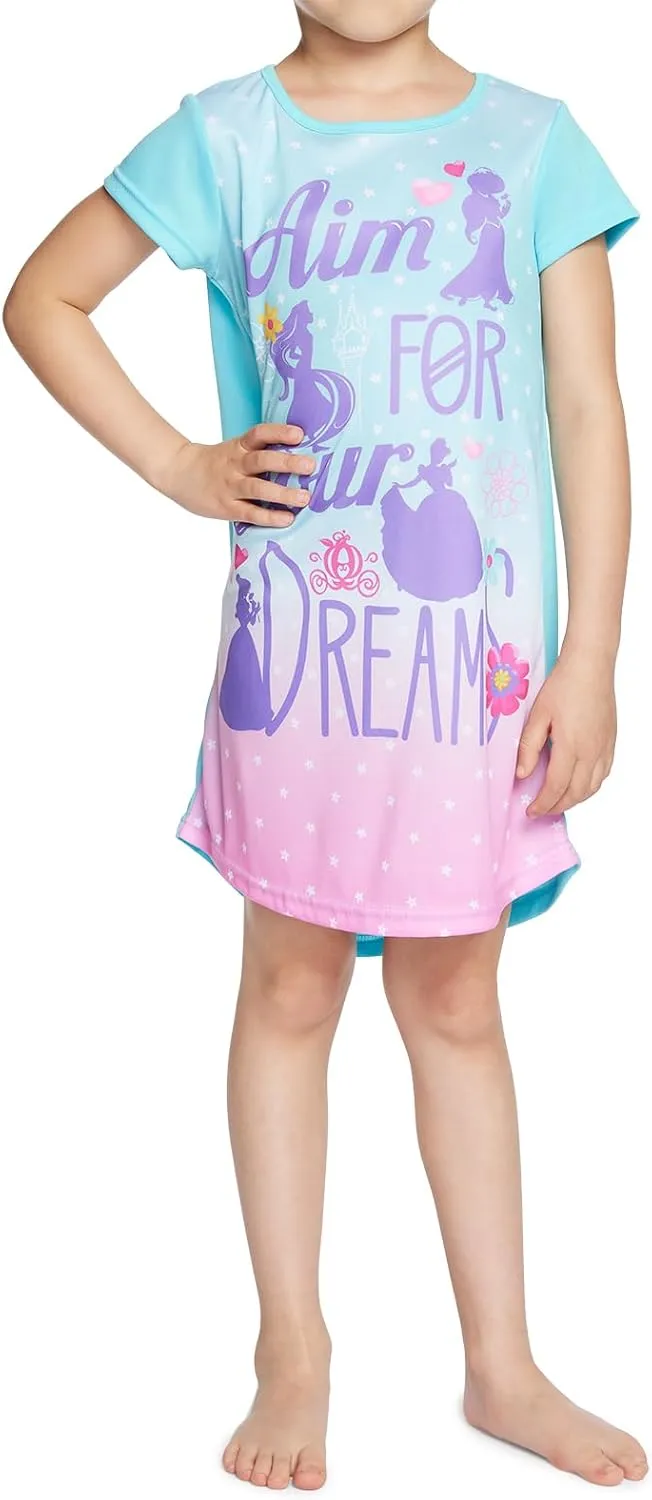 Disney Girls' 3-Pack Nightgowns, Soft & Cute Pajamas for Kids