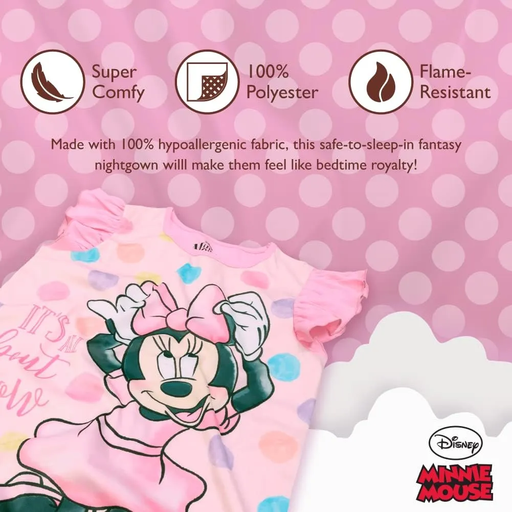 Disney Girls' 3-Pack Nightgowns, Soft & Cute Pajamas for Kids