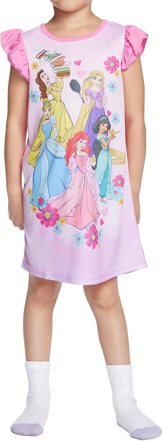Disney Girls' 3-Pack Nightgowns, Soft & Cute Pajamas for Kids