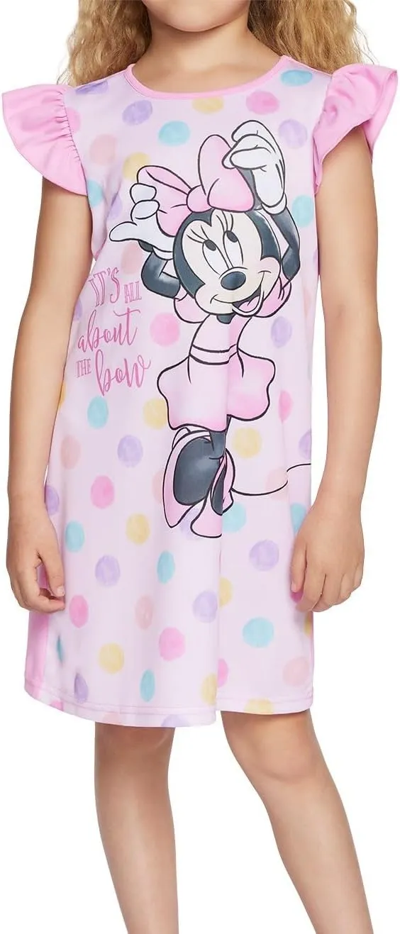 Disney Girls' 3-Pack Nightgowns, Soft & Cute Pajamas for Kids
