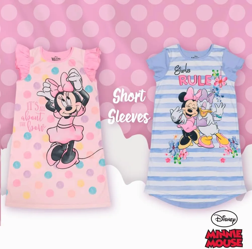 Disney Girls' 3-Pack Nightgowns, Soft & Cute Pajamas for Kids