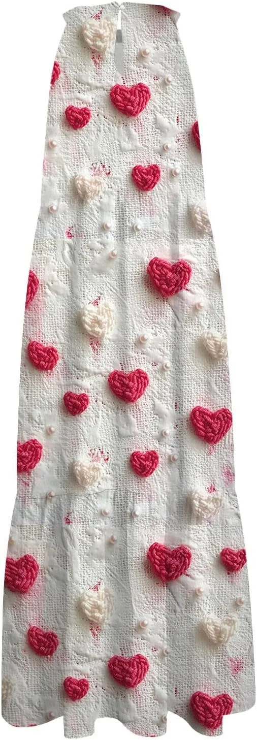 Dresses for Women 2025 Splicing Floral Print Midi Dresses Sleeveless Hanging Neck Sundresses Swing Tank Dresses
