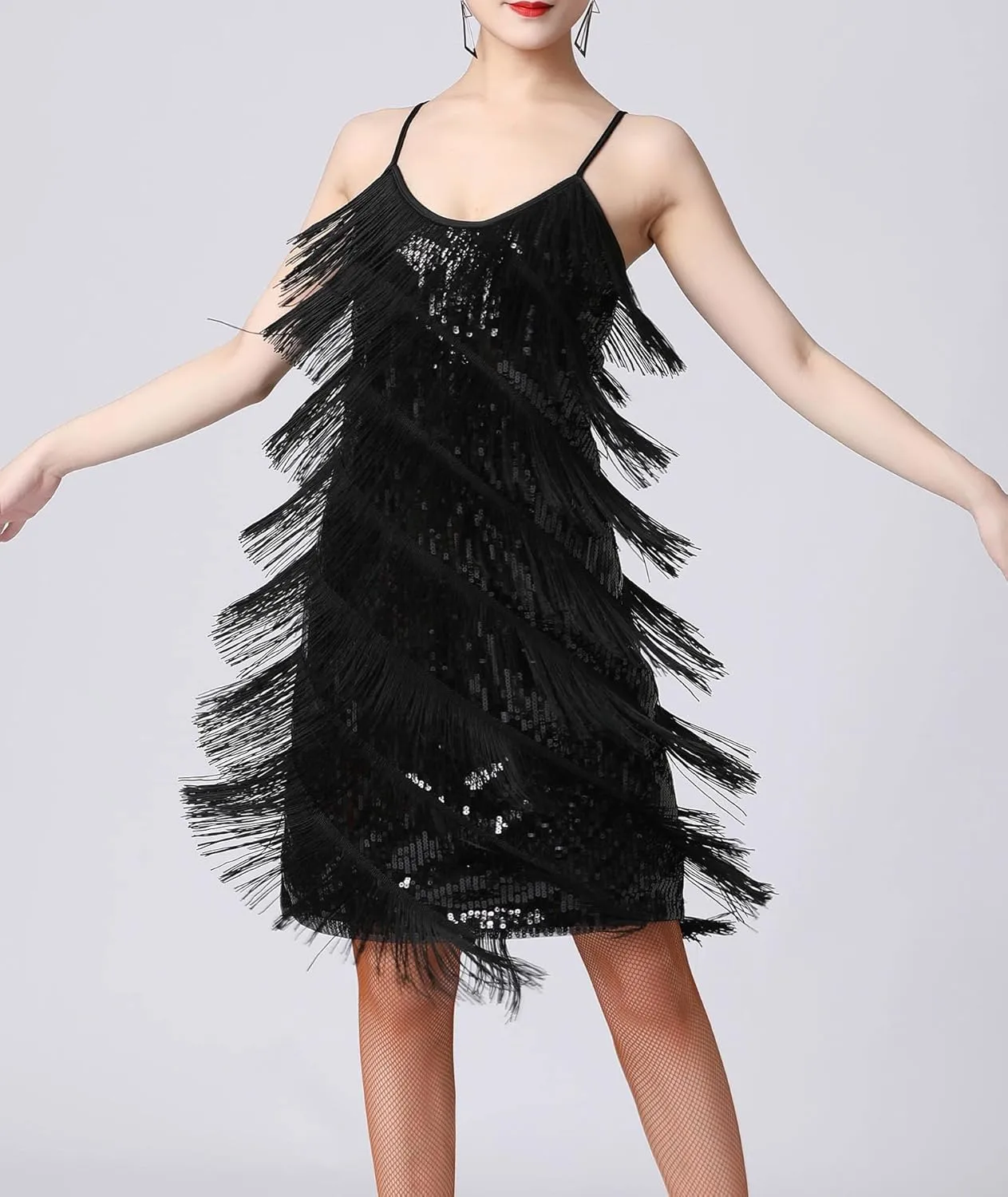 ECDAHICC Womens Dresses Flapper Dresses 20s Gatsby with All-Over Fringe Mini Dresses