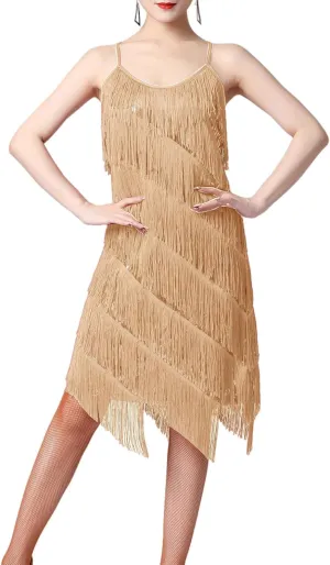 ECDAHICC Womens Dresses Flapper Dresses 20s Gatsby with All-Over Fringe Mini Dresses