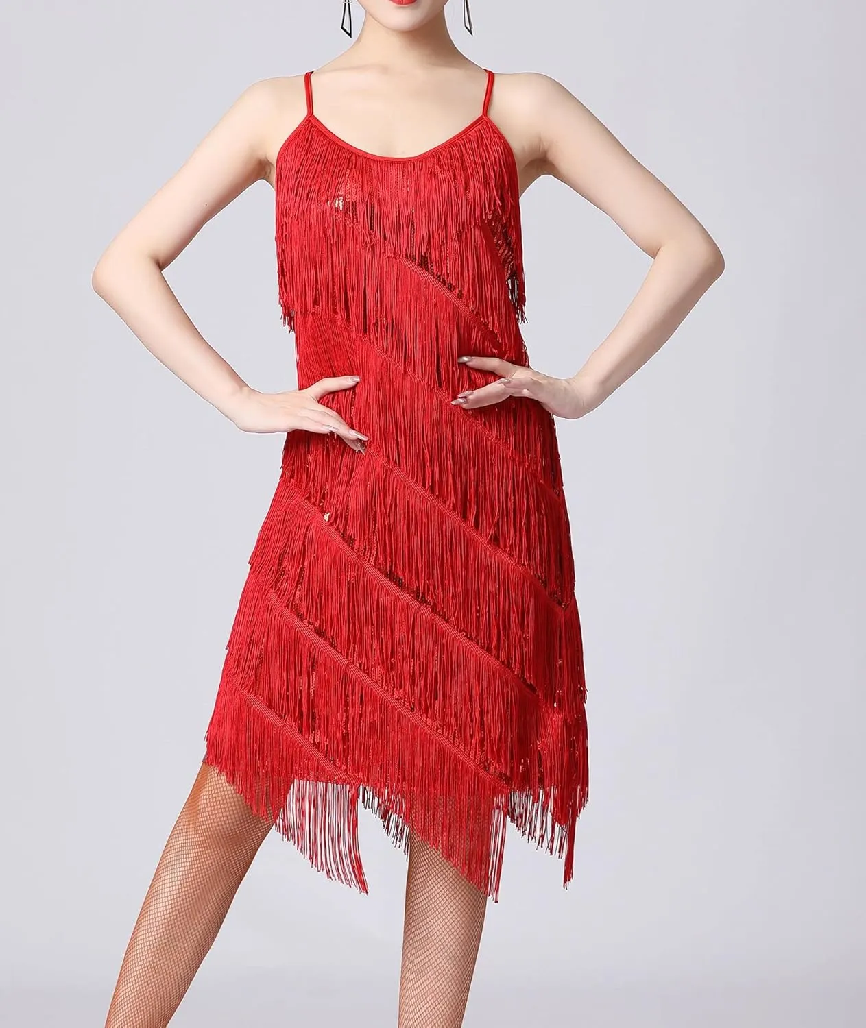 ECDAHICC Womens Dresses Flapper Dresses 20s Gatsby with All-Over Fringe Mini Dresses