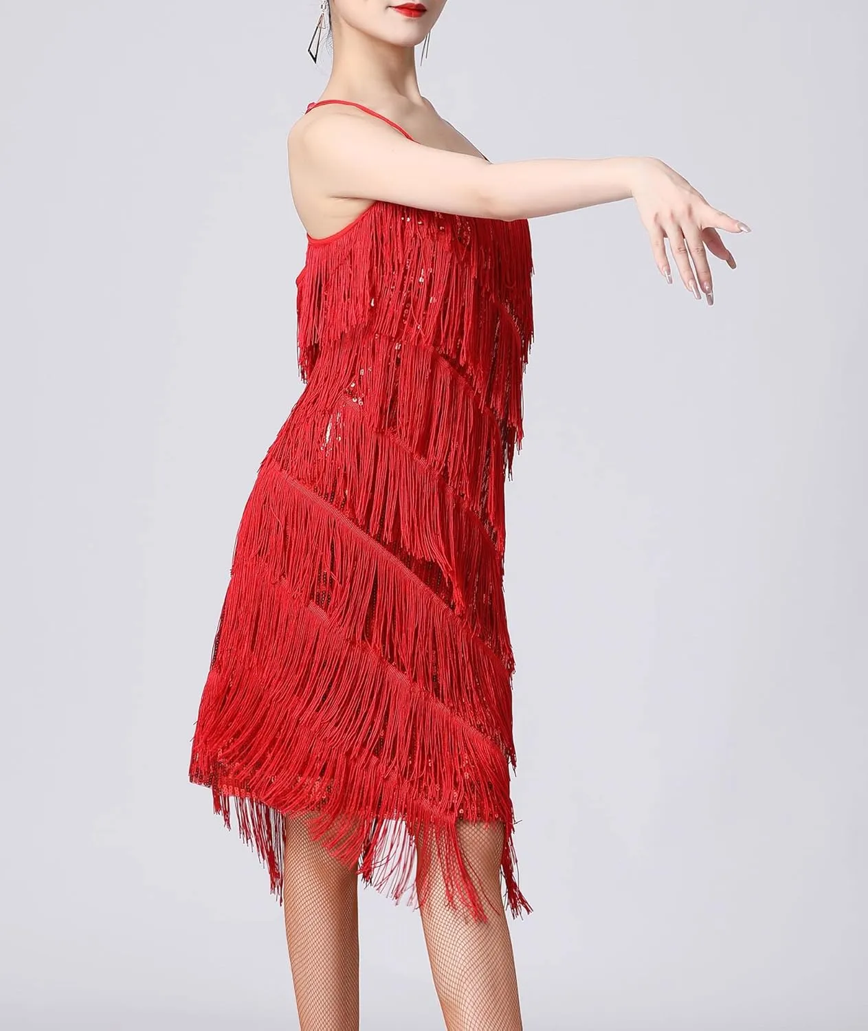 ECDAHICC Womens Dresses Flapper Dresses 20s Gatsby with All-Over Fringe Mini Dresses