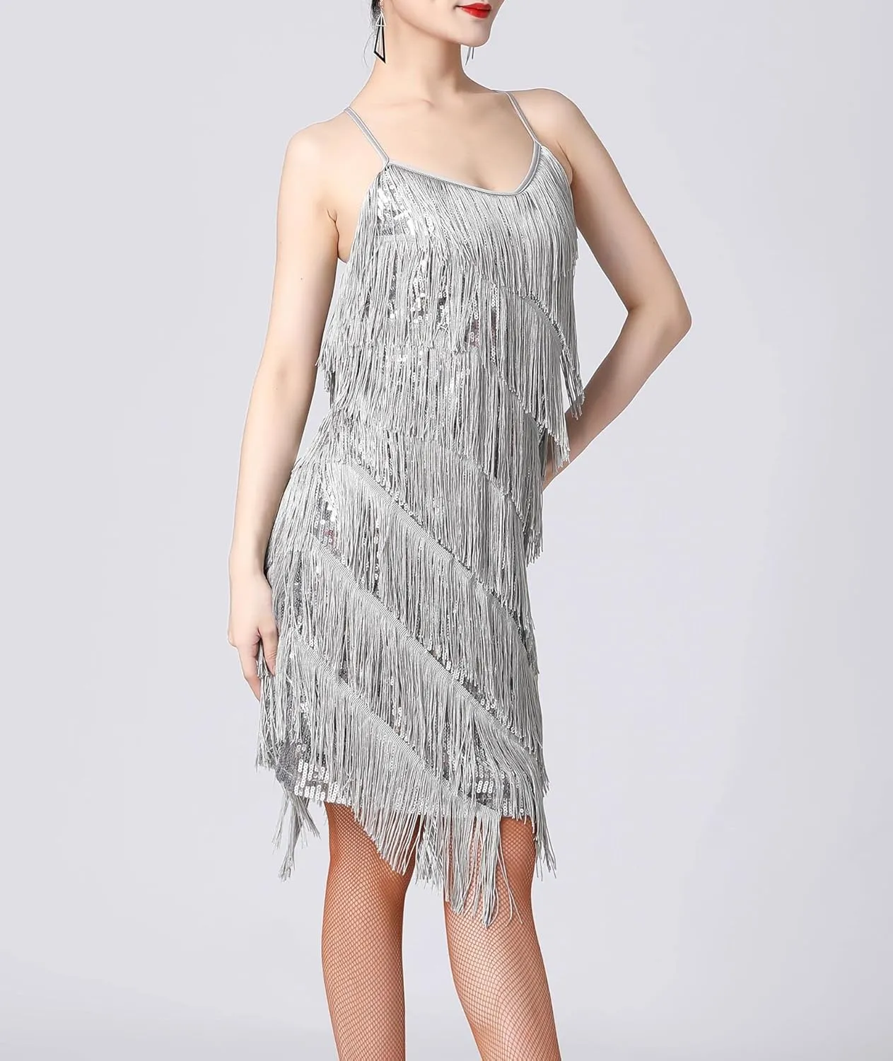 ECDAHICC Womens Dresses Flapper Dresses 20s Gatsby with All-Over Fringe Mini Dresses