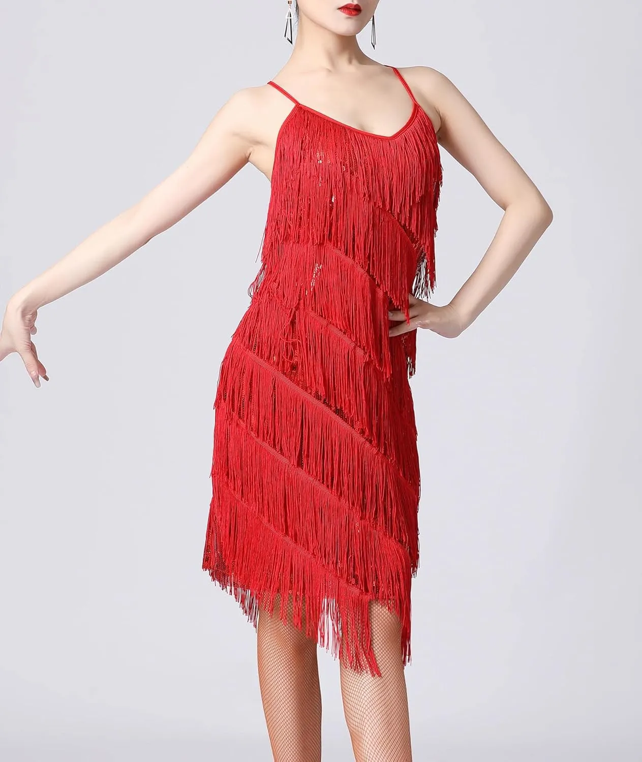 ECDAHICC Womens Dresses Flapper Dresses 20s Gatsby with All-Over Fringe Mini Dresses