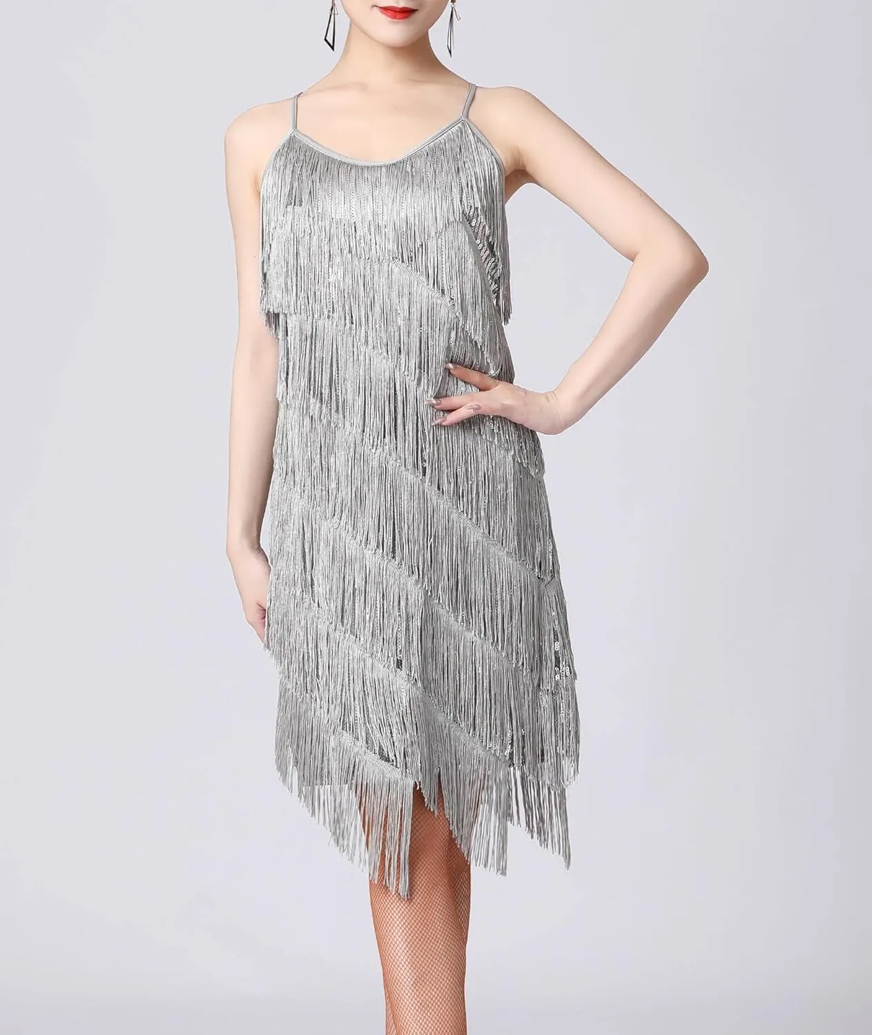 ECDAHICC Womens Dresses Flapper Dresses 20s Gatsby with All-Over Fringe Mini Dresses