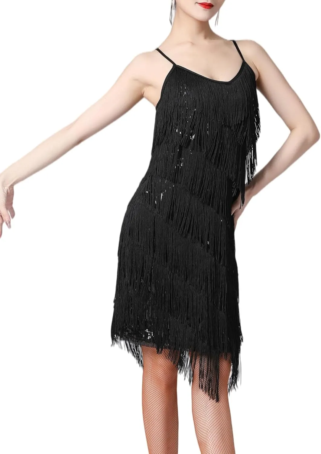 ECDAHICC Womens Dresses Flapper Dresses 20s Gatsby with All-Over Fringe Mini Dresses