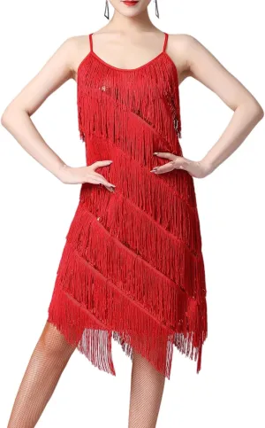 ECDAHICC Womens Dresses Flapper Dresses 20s Gatsby with All-Over Fringe Mini Dresses