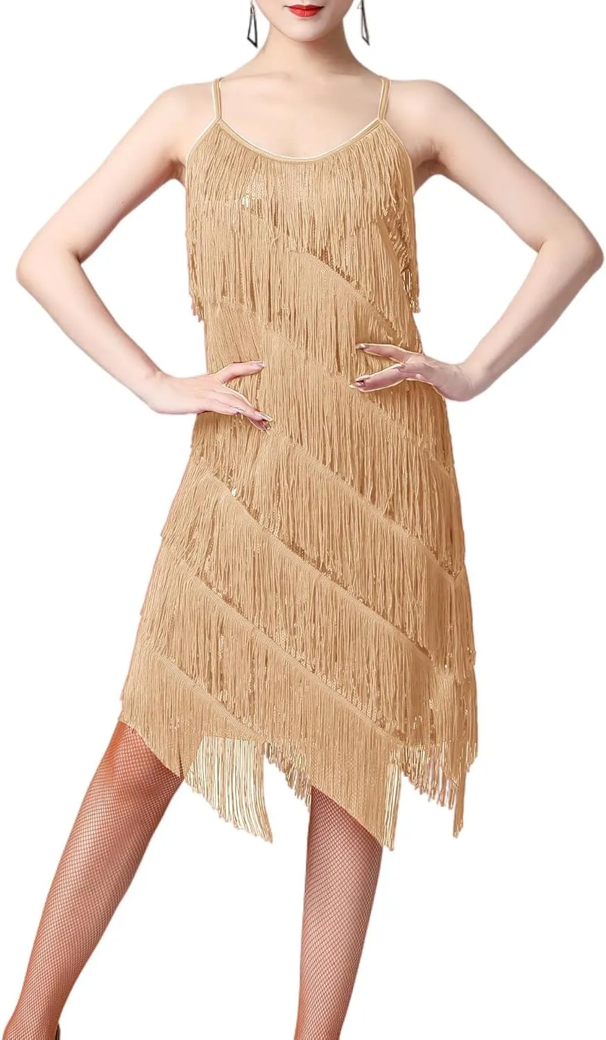 ECDAHICC Womens Dresses Flapper Dresses 20s Gatsby with All-Over Fringe Mini Dresses