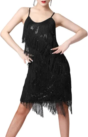 ECDAHICC Womens Dresses Flapper Dresses 20s Gatsby with All-Over Fringe Mini Dresses