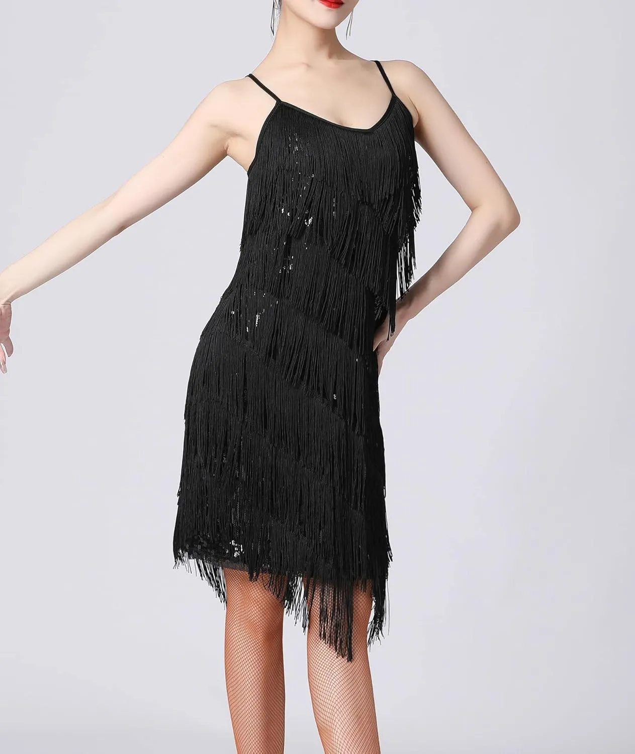 ECDAHICC Womens Dresses Flapper Dresses 20s Gatsby with All-Over Fringe Mini Dresses