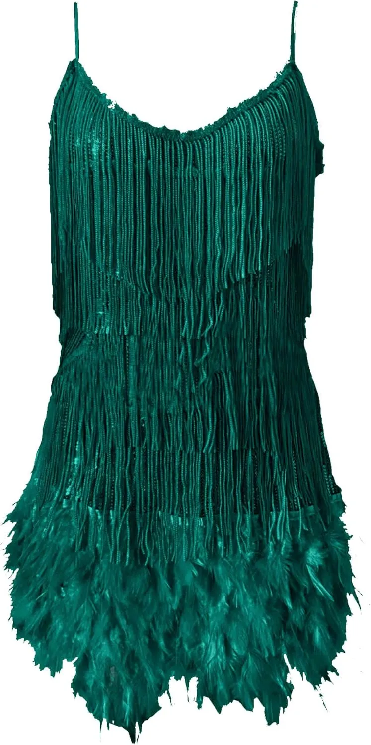 ECDAHICC Womens Dresses Flapper Dresses 20s Gatsby with All-Over Fringe Mini Dresses