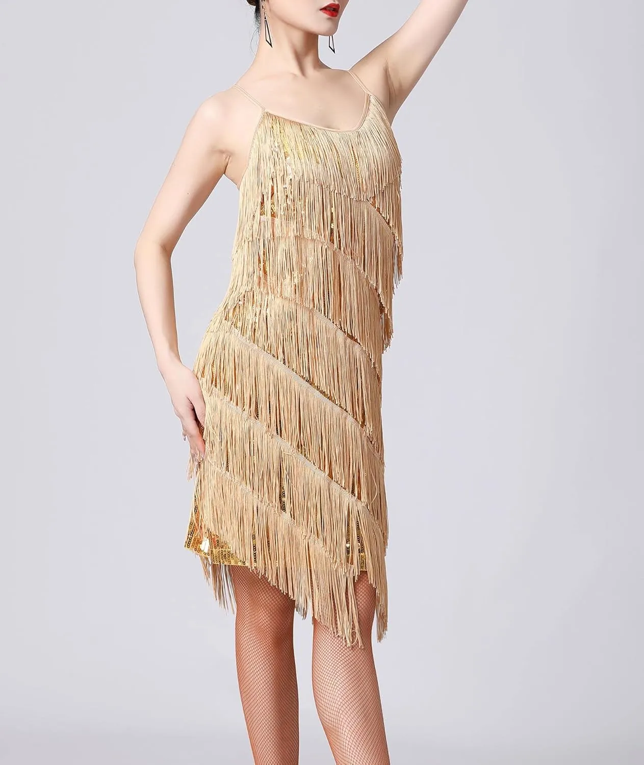 ECDAHICC Womens Dresses Flapper Dresses 20s Gatsby with All-Over Fringe Mini Dresses